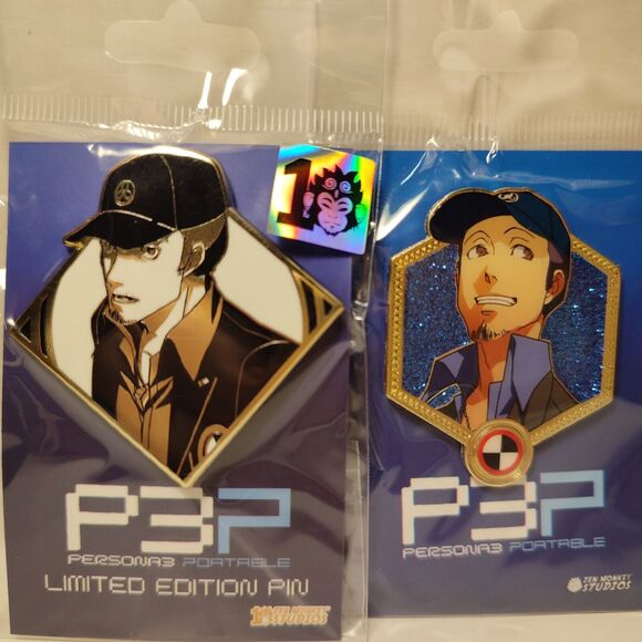 Persona 3 Junpei Iori Enamel Pins Set Of 2 Official Atlus Collectible Badges - Picture 1 of 3